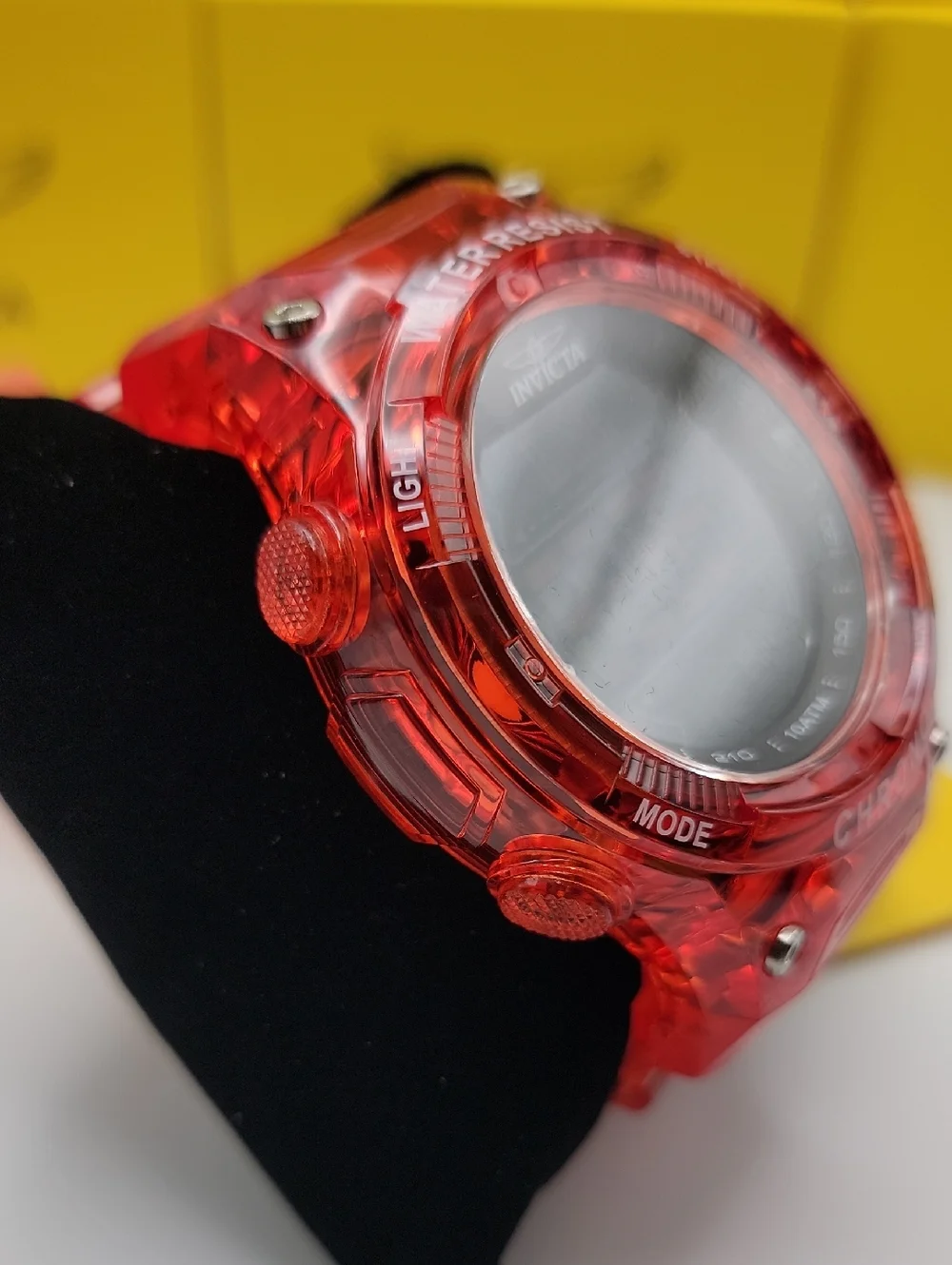 NWT Invicta Racing Burnout Digital Men's Sports Watch 52mm Transparent Red 49045